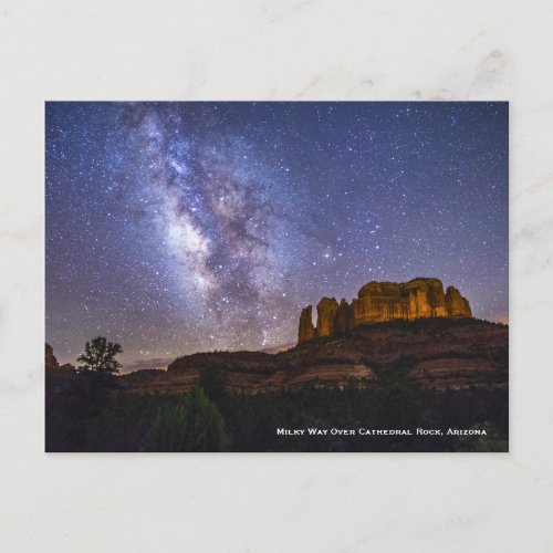 Milky Way Galaxy Over Cathedral Rock Arizona Postcard