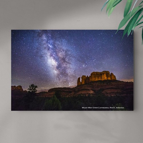 Milky Way Galaxy Over Cathedral Rock Arizona Poster