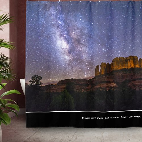 Milky Way Galaxy Over Cathedral Rock Arizona Shower Curtain