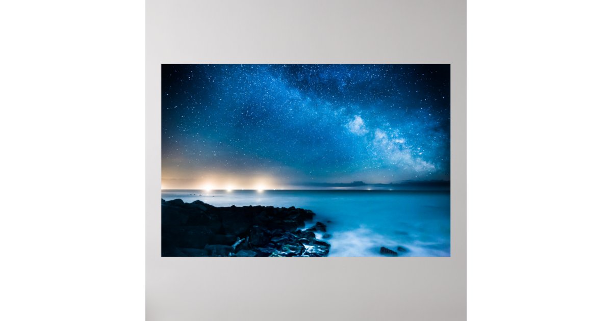 Milky Way Galaxy Over Fishing Boats Poster Zazzle Com