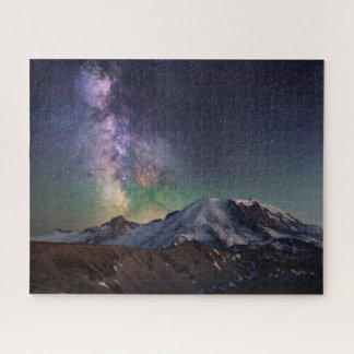 Milky Way Galaxy Over Mount Rainier Jigsaw Puzzle