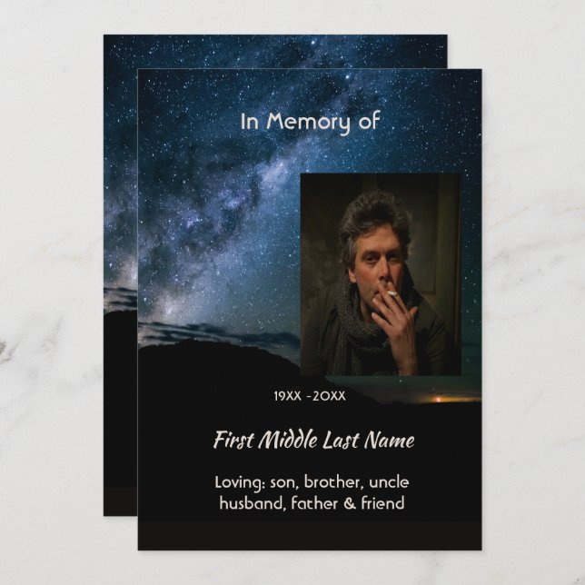  Milky Way Galaxy Starry Night Sky Memorial Invitation (Front/Back)