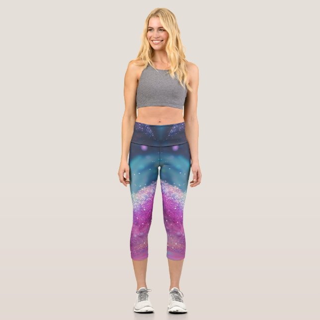 Milky Way Glitter Holographic Capri Leggings (Front)