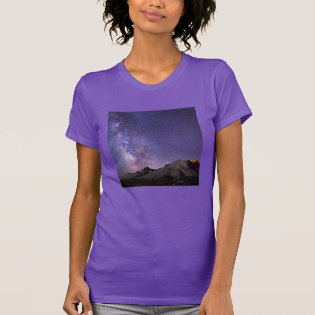 Milky Way & Mt. Rainier | Washington State T-Shirt (Front)
