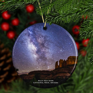 Milky Way Over Cathedral Rock, Arizona Christmas Ceramic Ornament