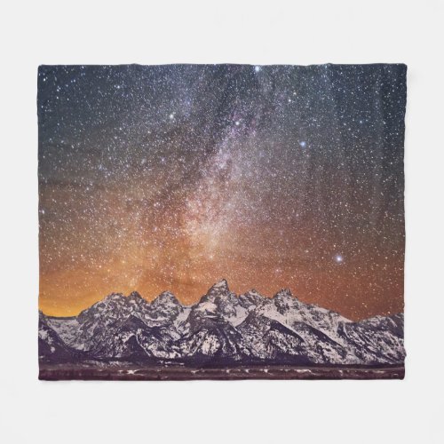 Milky Way over Grand Teton Fleece Blanket