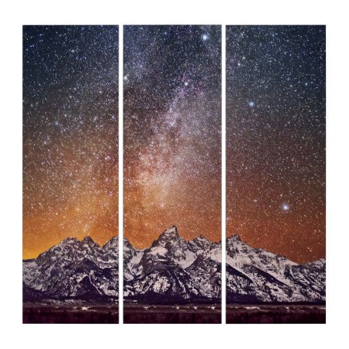 Milky Way over Grand Teton Triptych