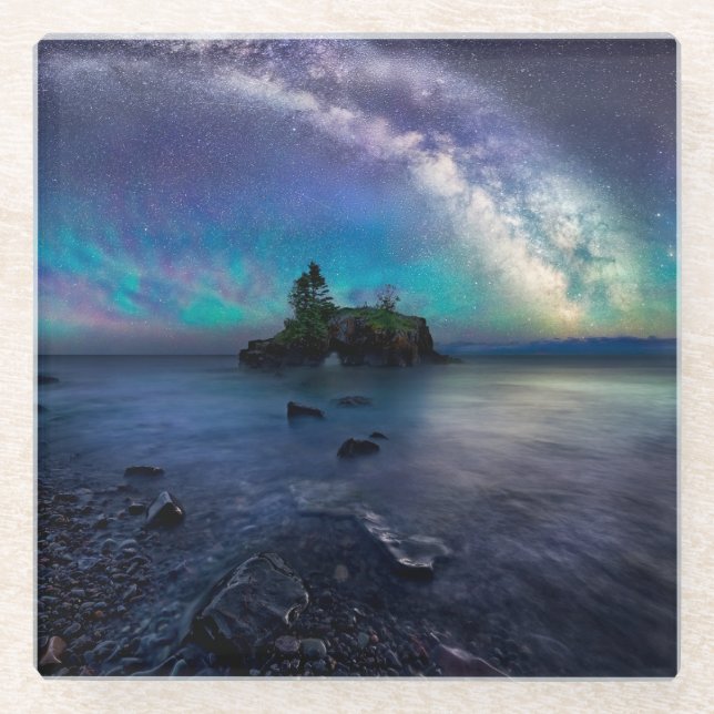 Milky Way over Hollow Rock Glass Coaster (Front)