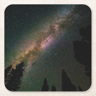 Milky Way Over Lizard Head Pass Square Paper Coaster
