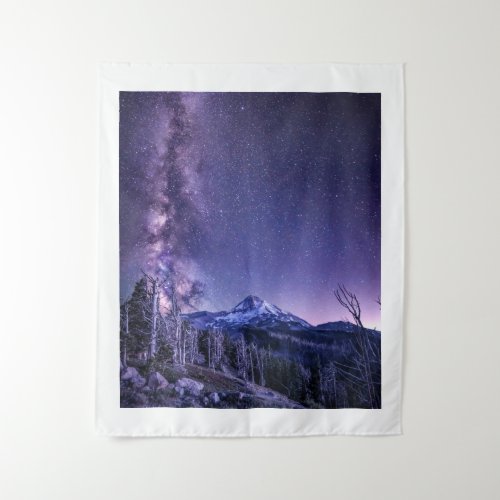 Milky Way Over Mount Hood Oregon Tapestry