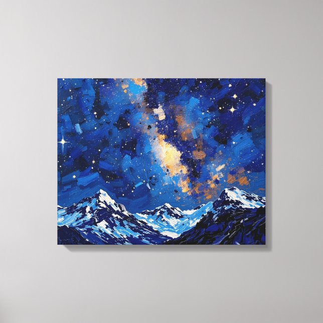 Milky Way Over Mountains Premium Wrapped Canvas  Print (Front)