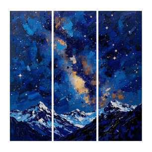 Milky Way Over Mountains Triptych Wall Art