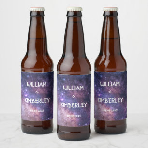 Milky Way Stars Sky Galaxy Elegant Wedding  Beer Bottle Label