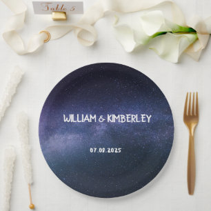 Milky Way Stars Sky Galaxy Elegant Wedding Paper P Plates