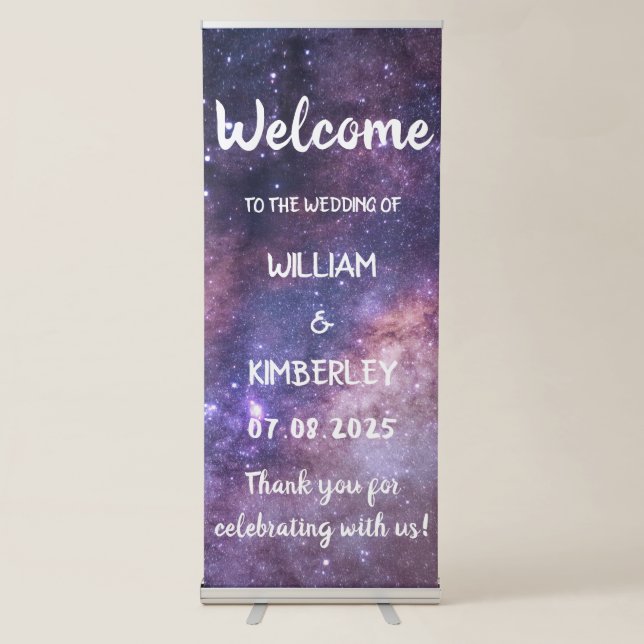 Milky Way Stars Sky Galaxy Elegant Wedding  Retractable Banner (Front)
