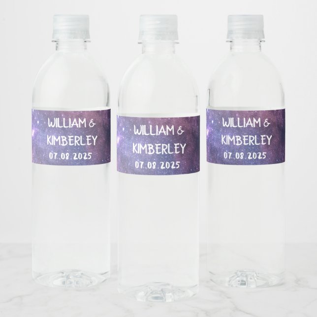 Milky Way Stars Sky Galaxy Elegant Wedding  Water Bottle Label (Bottles)