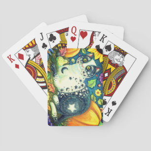 MILKYWAY, A MYSTICAL HALLOWEEN CAT, MOON & STARS POKER CARDS