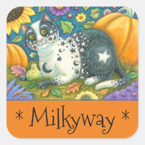 MILKYWAY Halloween Folk Art CAT STICKERS Sheet