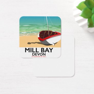 Mill Bay Devon Rail poster Square Business Card Mill Bay Devon Rail poster Square Business Card