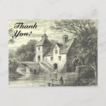 [ Thumbnail: Mill Building With Waterwheel, "Thank You!" Postcard ]