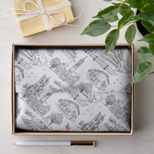 Mill City Toile (Lowell, MA) Black/White Tissue Paper