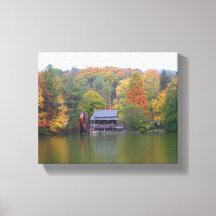 Mill on a lake in autumn