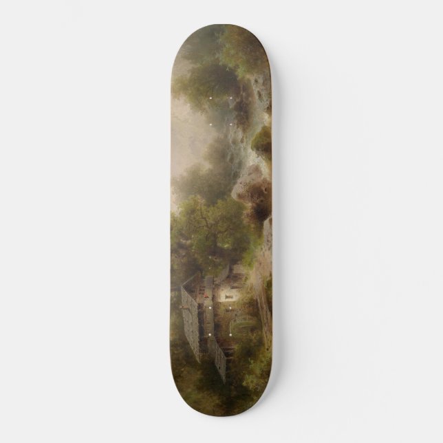 Mill on a Mountain Stream (by Albert Rieger) Skateboard (Front)