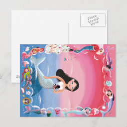 Milla the Mermaid illustration Postcard | Zazzle