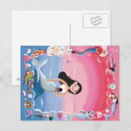 Milla the Mermaid illustration Postcard | Zazzle