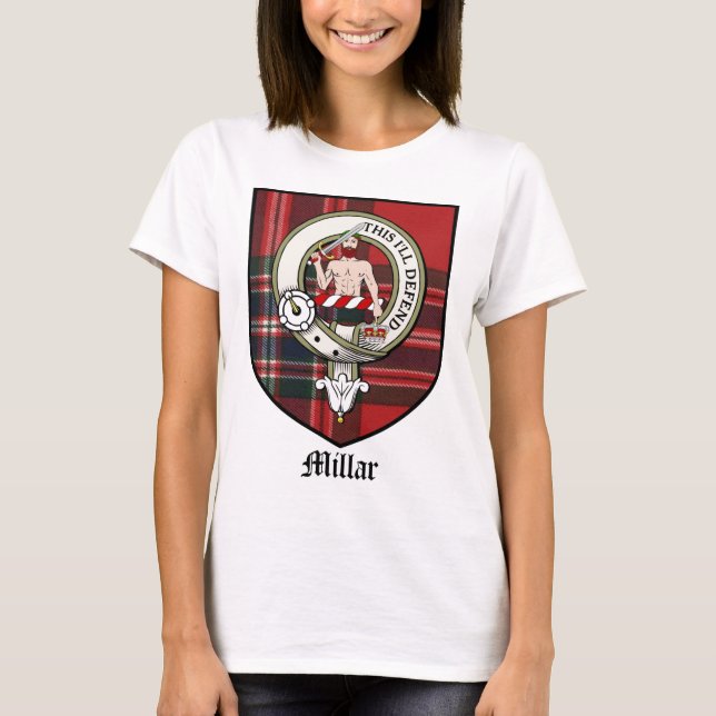 Millar Clan Crest Badge Tartan T-Shirt (Front)