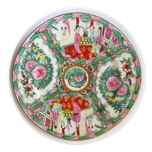 Mille famille rose Chinese plate Ceramic Knob (Front)