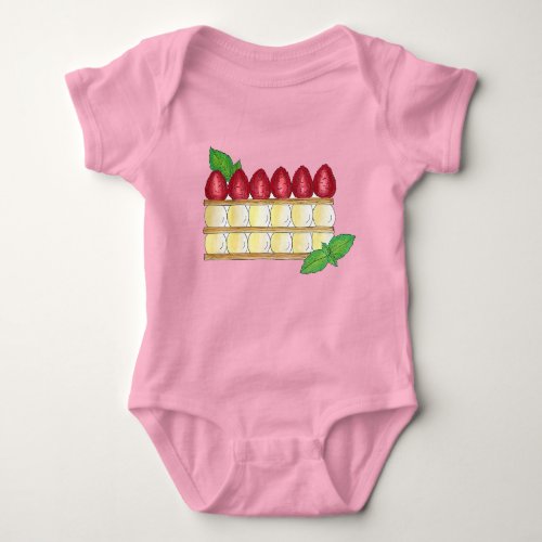 Mille Feuille French Food Puff Pastry Raspberries Baby Bodysuit