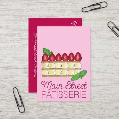 Mille Feuille French Food Puff Pastry Raspberries Business Card
