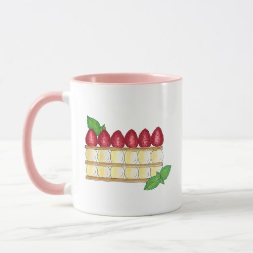 Mille Feuille French Food Puff Pastry Raspberries Mug