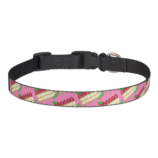 Mille Feuille French Food Puff Pastry Raspberries Pet Collar (Front)