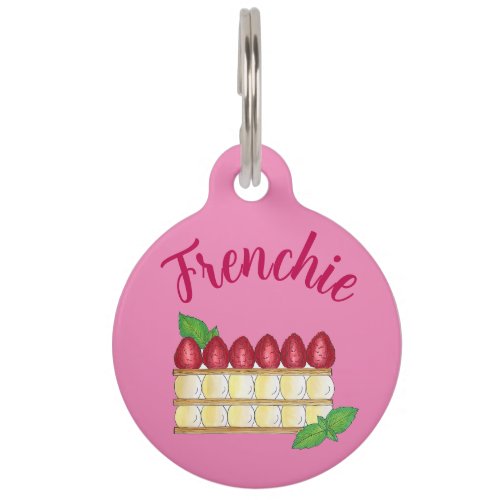 Mille Feuille French Food Puff Pastry Raspberries Pet ID Tag