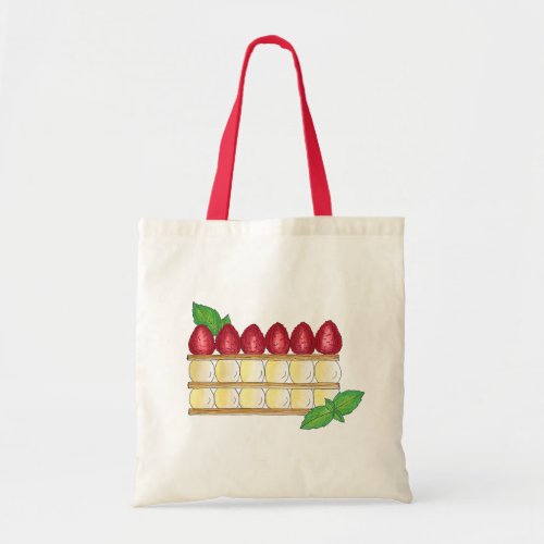 Mille Feuille French Food Puff Pastry Raspberries Tote Bag