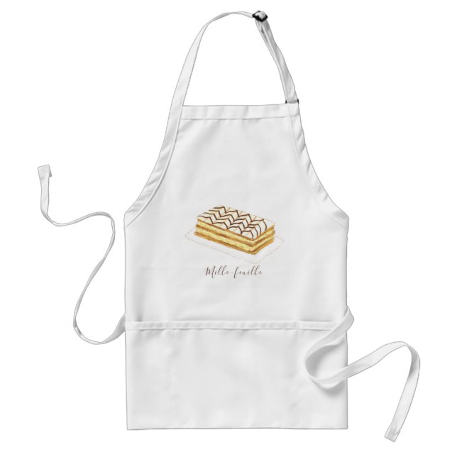 Mille-feuille pastry watercolor adult apron (Front)