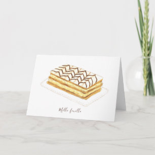 Mille-feuille pastry watercolor card