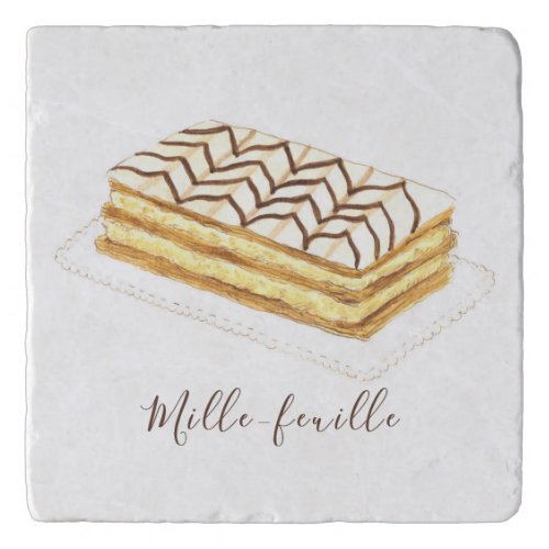 Mille_feuille pastry watercolor trivet