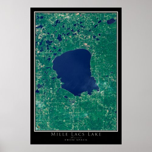 Mille Lacs Lake Minnesota Satellite Poster Map