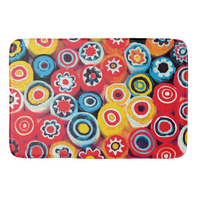Millefiori Abstract Fine Flower Floral Bathroom Mat (Front)