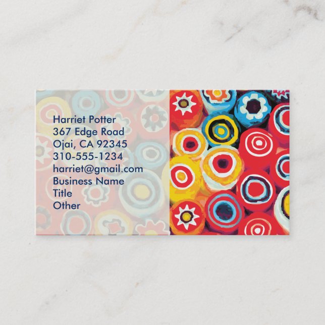 Millefiori Fine Abstract Floral Business Card (Front)