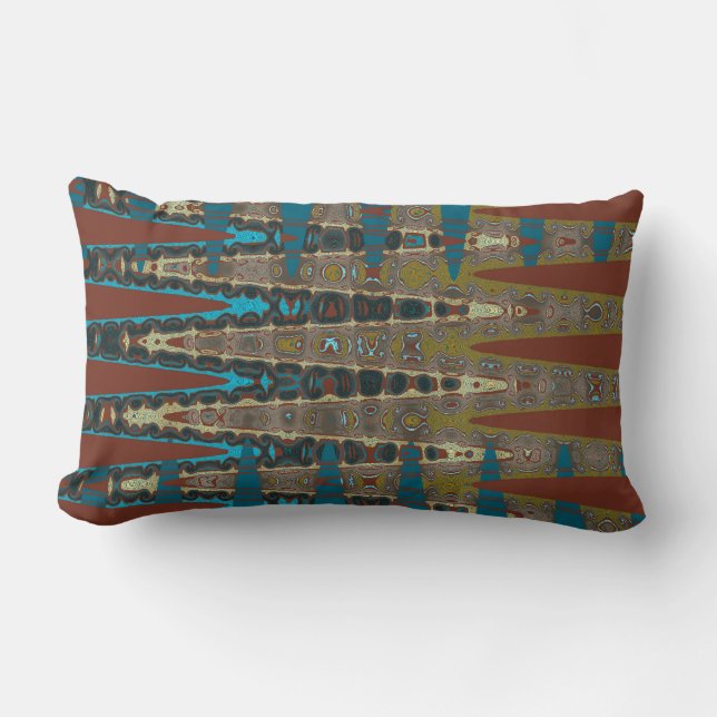Millefiori Mosaic Boho Southwestern Zigzag Lumbar Pillow (Front)