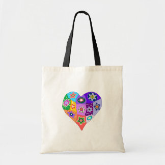 Millefiori quilt heart tote bag