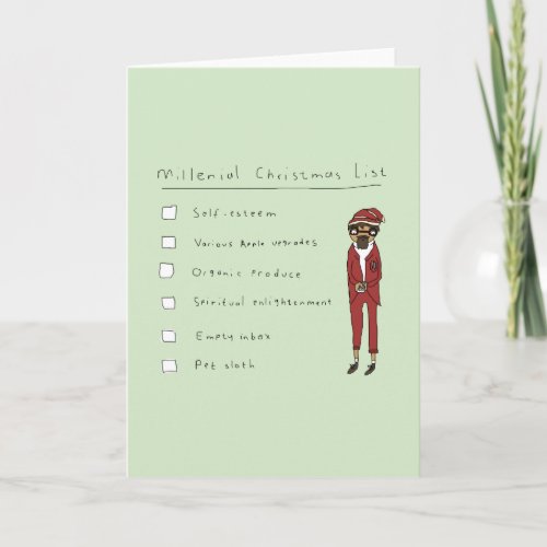 Millenial Christmas List  Funny Comic Card