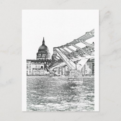 Millenium Bridge and St Pauls Postcard