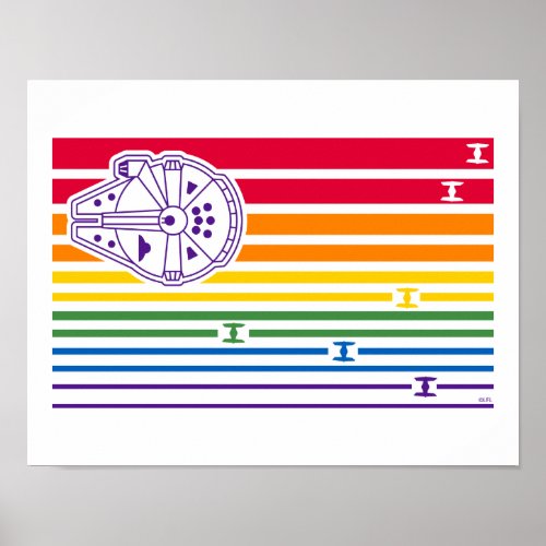 Millenium Falcon Rainbow Stripes Poster