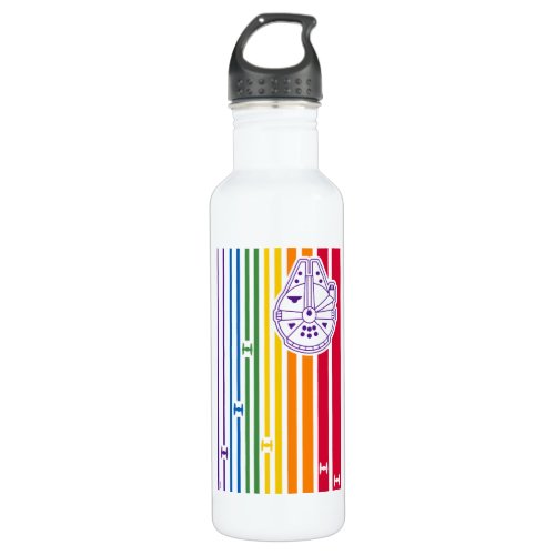 Millenium Falcon Rainbow Stripes Stainless Steel Water Bottle