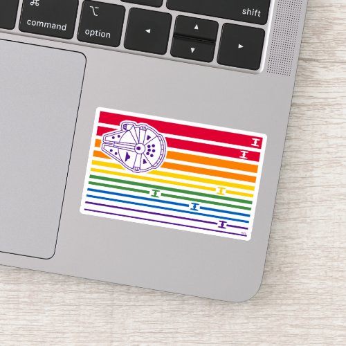 Millenium Falcon Rainbow Stripes Sticker